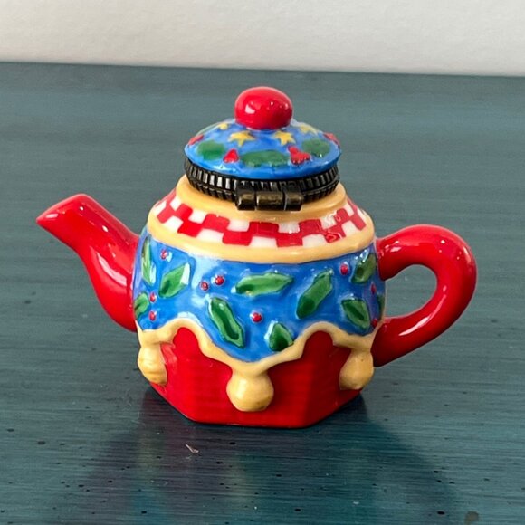 Vintage Lot Bundle Mary Engelbreit Teapot Trinket Box Miniature Coffee Flowers - Picture 12 of 14